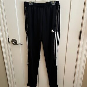 Adidas Kids Black Joggers with White Stripes